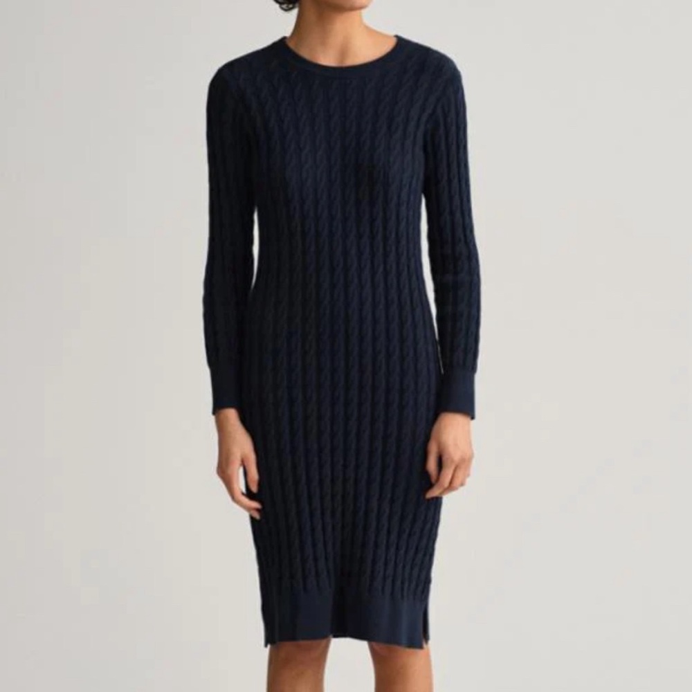 NWT GANT Wmns Small Navy Ribbed Sweater Dress